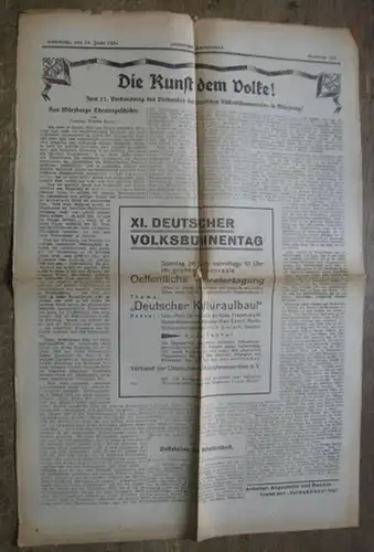 Würzburg. - Deutsche Volksbühnenbereine: Die Kunst dem Volke ! Zum 11. Verbandstag der Deutschen Volksbühnenbereine in Würzburg ! In: Französischer Volksfreund. Samstag, den 27. Juni 1931. Nummer 144. 