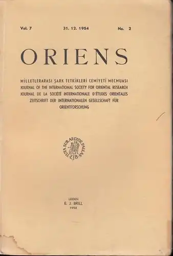 Oriens. - Rahmeti Arat, W. Eberhard, H. Güterbock, M. Fuad Köprülü, H. Ringgren, H. Ritter (Hrsg.). - Pertev N. Boratav / Meclut Manseroglu / W.A...