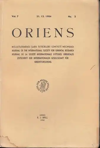 Oriens.   Rahmeti Arat, W. Eberhard, H. Güterbock, M. Fuad Köprülü, H. Ringgren, H. Ritter (Hrsg.).   Pertev N. Boratav / Meclut Manseroglu.. 
