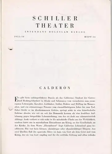 Berlin Schiller Theater.   Boleslaw Barlog (Intendanz / Hrsg.).   Calderon.   Hugo von Hofmannsthal (Übersetzung): Dame Kobold. Spielzeit 1955 / 1956.. 