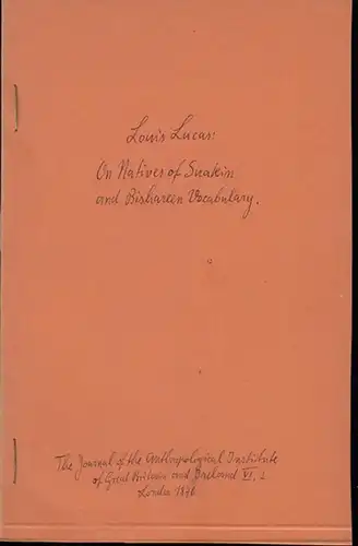 On Natives of Suakin and Bishareen  Vocabulary. (Separate printing from "The Journal of the Anthroplogical Institute of Great Britain and Ireland, Vol  VI. 2,  London 1876)