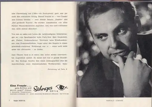 Gog und Magog. Komödie. Programmheft der Spielzeit 1962 / 1963. Inszenierung: Rudolf Schündler. Bühnenbild: H. W. Lenneweit. Darsteller: Harald Juhnke, Marianne Prenzel, Edith Schollwer, Herbert Weissbach, Rudolf Geske und Horst Niendorf