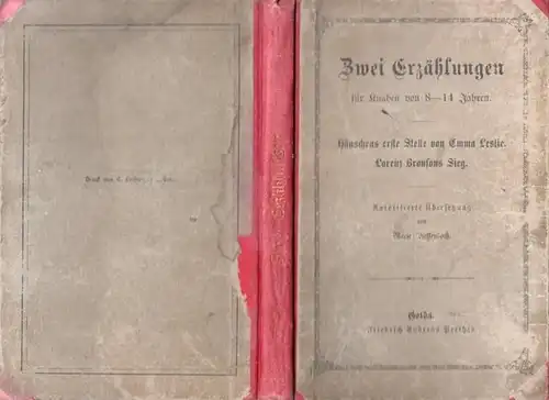 Dieffenbach, Marie /Emma Leslie: Hänschens erste Stelle von Emma Leslie. / Lorenz Bronsons Sieg. Zwei Erzählungen für Knaben von 8   14 Jahren. Autorisierte.. 