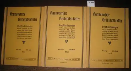 Hannover.   Geschichtsblätter: Hannoversche Geschichtsblätter. Neue Folge, Band 1, komplett mit den Heften 1, 2/3 und 4. Zeitschrift des Vereins für Geschichte der Stadt.. 