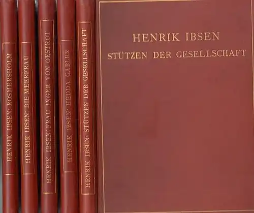 Ibsen, Henrik - Wilhelm Lange (Übers.): Dramatische Werke. 5 Bände der Reihe. Es liegen vor: 1) Die Stützen der Gesellschaft. 2) Rosmersholm. 3) Hedda Gabler. 4) Frau Inger von Oestrot. 5) Die Meerfrau. 