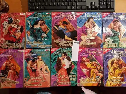 Historical Gold. - Naught, Judith / Nuys, Joan Van / Stuart, Elizabeth / Simpson, Carla / Wiggs, Susan / O`Banyon,  Constance / Michaels, Kasey / Speer, Flora M. / Matthews, Patricia: Konvolut mit 10 TB: 1.Naught, Judith : Der schwarze Wolf von Claymore. 