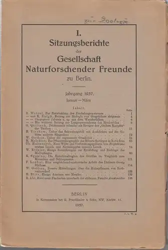 Gesellschaft der Naturforschenden Freunde zu Berlin: I. Sitzungsberichte der Gesellschaft Naturforschender Freunde zu Berlin. Jahrgang 1937. Januar - März. Im Inhalt Berichte u. a. von...