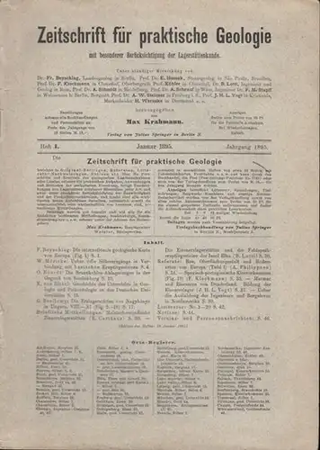 Heft 1 - Januar 1895 - Jahrgang 1895. Zeitschrift für praktische Geologie mit besonderer Berücksichtigung der Lagerstättenkunde