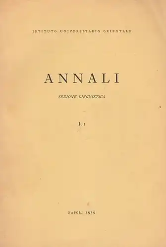 Belardi, Walter (Ed.): Annali - Sezione Linguistica I. 1. 