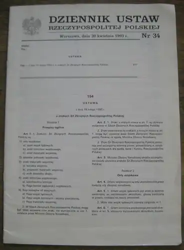 Dziennik Ustaw - Rzeczypospolitej  Polskiej Nr. 34, Warszawa, dnia 30 kwietnia 1993 r. Ustawa 154 z dnia 19 lutego 1993