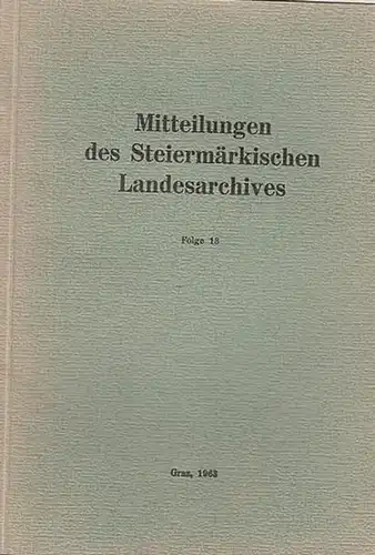 Posch, Fritz (Hrsg.): Mitteilungen des Steiermärkischen Landesarchives  Folge 13. 