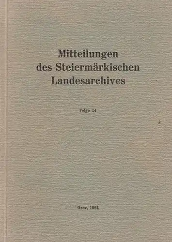 Posch, Fritz (Hrsg.): Mitteilungen des Steiermärkischen Landesarchives  Folge 14. 