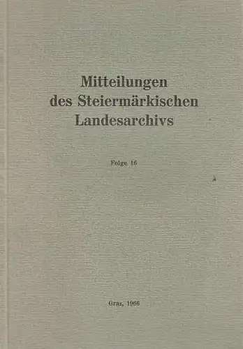 Posch, Fritz (Hrsg.): Mitteilungen des Steiermärkischen Landesarchives  Folge 16. 