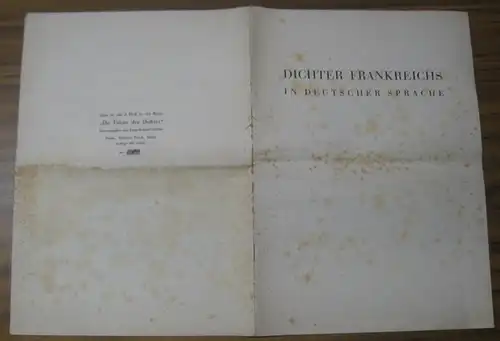 Hoefert, Franz Konrad (Hrsg.). - Nicolas Martin, Charles Baudelaire, Jules Romains, Paul Claudel, Francis Jammes, Charles Le Goffie und Jean Moréas: Dichter Frankreichs in deutscher Sprache.  Drittes Heft in der Reihe " Die Fahne der Dichter ". 