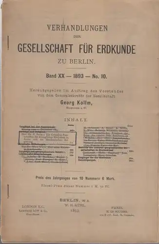 Seler, E: Die Columbus-Festschriften der Königlichen Bibliothek  in Berlin und der Mexikanischen Regierung ( aus: Verhandlungen der Gesellschaft  für Erdkunde zu Berlin, Band XX - No. 10 - 1893). 