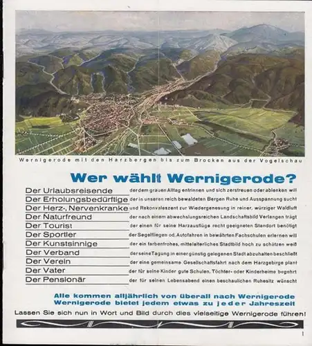 Verkehrsamt Wernigerode (Hrsg.). - Walter Looke (Text): Harzluftkurort Wernigerode - der Schlüssel zum Harz. 