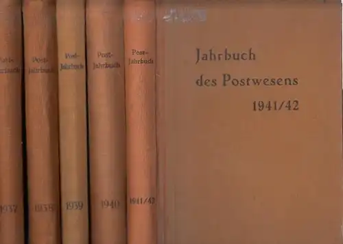 Post-Jahrbuch - Erich Körner (Hrsg.): Jahrbuch des Postwesens. Komplette Folge 1937 - 1942. 6 Jahrgänge in 5 Büchern: Jg. 1937 / Jg. 1938 / 1939 / Jg. 1940 UND 1941/1942. 