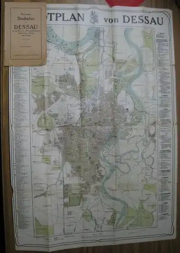 Dessau. - Stadtplan: Neuester Stadtplan von Dessau mit den Vororten Alten, Großkühnau, Kleinkühnau, Törten und Ziebigk. Maßstab 1 : 10 000. 