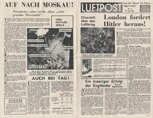 Flugblatt ' Luftpost ': Luftpost. Von der Royal Air Force abgeworfen No. 9, 15. Juli 1941: Schlagzeilen: Churchill über den Luftkrieg   London fordert.. 