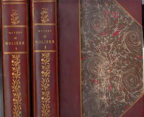 Moliere [d.i. Jean-Baptiste Poquelin (1622-1673)]: Oeuvres Completes De Moliere, precedees de la Vie de Moliere par Voltaire. Hier Band 1 und 2 in 2 Büchern komplett / complètement en 2 volumes. 