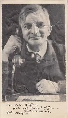 Ringelnatz, Joachim [d.i. Hans Bötticher]: Portrait mit zweizeiliger Widmung, datiert Berlin, 15. Aug. 1932. 