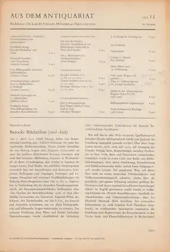 Börsenblatt für den Deutschen Buchhandel.   Aus dem Antiquariat.   Red.: Karl H. Pressler.   Beiträge: Friedhelm Kemp, Severin Corsten, Helmut Urban.. 