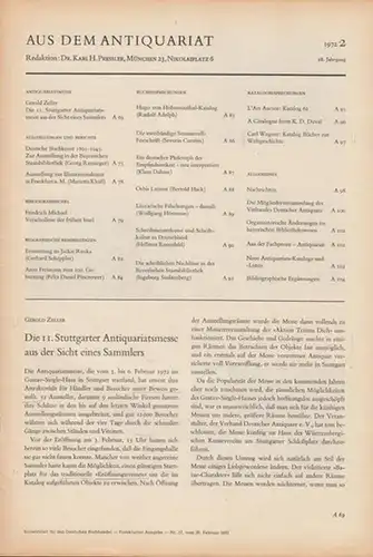 Börsenblatt für den Deutschen Buchhandel. - Aus dem Antiquariat. - Red.: Karl H. Pressler. - Beiträge: Gerold Zeller, Friedrich Michael, Carl Wegner, Georg Ramseger, Gerhard...