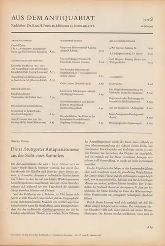 Börsenblatt für den Deutschen Buchhandel.   Aus dem Antiquariat.   Red.: Karl H. Pressler.   Beiträge: Gerold Zeller, Friedrich Michael, Carl Wegner.. 