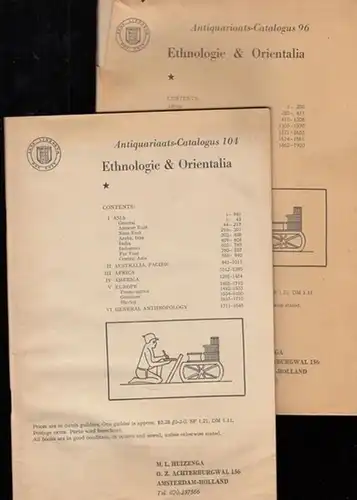Antiquariaats - Catalogus. - M. L. Huizenga: Antiquariaats - Catalogus 96 and 104. Ethnologie & Orientalia. - From the contents: Asia / Australia, Pacific / Africa / America / Europe / General anthropology / Supplement. 