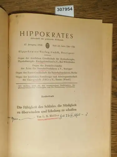Müller, L. R. / Prof. Otto Gramzow: Die Fähigkeit des Schlafes, die Müdigkeit zu überwinden und Erholung zu schaffen Über die nervösen Vorgänge, die während.. 