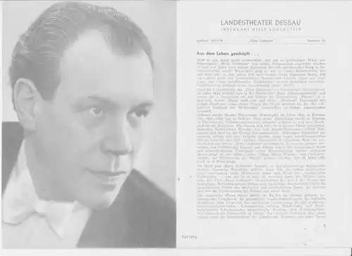 Landestheater Dessau. Spielzeit 1951 / 1952, Nummer 10.   Mit Besetzungsliste zu: Boris Godunow ( Modest P. Mussorgski ).   Inszenierung: Willy Bodenstein.. 