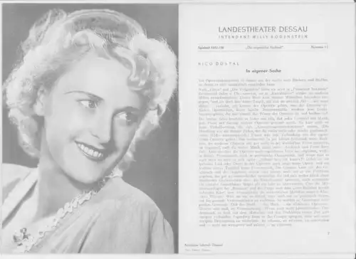 Landestheater Dessau. Spielzeit 1951 / 1952, Nummer 15.   Mit Besetzungsliste zu: Die ungarische Hochzeit ( Nico Dostal ).   Inszenierung: Alfred Tichy.. 