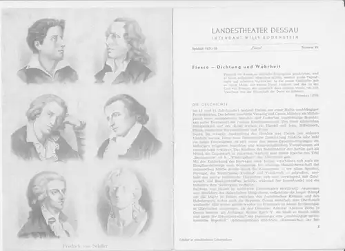 Landestheater Dessau. Spielzeit 1951 / 1952, Nummer 22.   Mit Besetzungsliste zu: Die Verschwörung des Fiesco zu Genua ( Schiller ).   Inszenierung:.. 