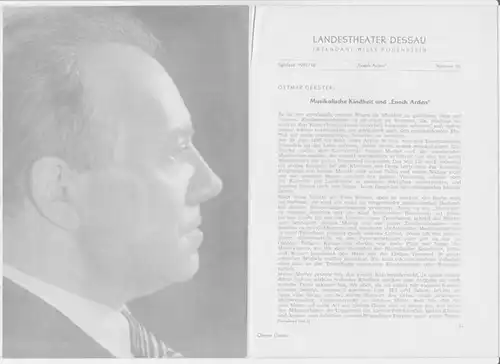 Landestheater Dessau. Spielzeit 1951 / 1952, Nummer 28.   Mit Besetzungsliste zu: Enoch Arden.   Inszenierung: Willy Bodenstein.   Bühnenbild: Manfred Schröter.. 