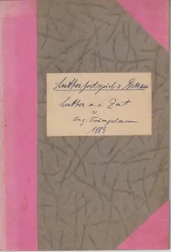 Dessau.   Luther   Festspiele.   Trümpelmann, August: Luther und seine Zeit. Volksschauspiel.   Darsteller: Herr Molenar als Luther, Luise Angerer.. 