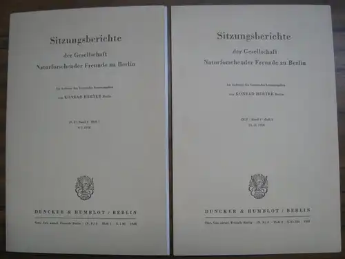 Gesellschaft Naturforschender Freunde zu Berlin. - Herter, Konrad (Hrsg.). - Erich Reisinger / Helmut Finkeldey / Udo Schwertmann / Erich Graetz / Victor Wendland / Karl Cleve / Robert Potonie u. a: Sitzungsberichte der Gesellschaft Naturforschender Freun