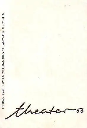 Programm Heft zu 'Zur Zeit der Diestelblüte'. Regie: Heinz Schlage. Bühnenbild: Achim Bocksboy. Pantomomen: Bodo von Schnering. Darsteller: Olaf Sveistrup, Peter Wienecke, Herbert Asmis, Willem.. 