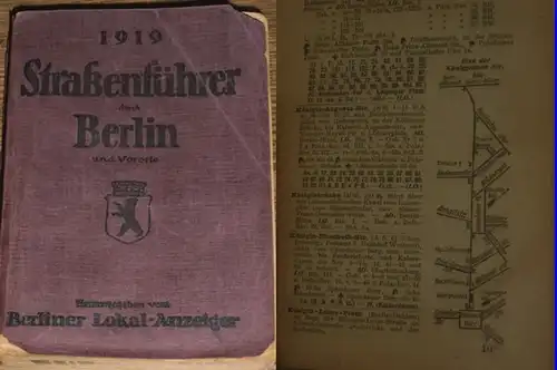 Scherl Berliner Straßenatlas: Straßenführer durch Berlin und Vororte 1919. Mit einem vierfarbigen Plan von Berlin. Herausgegeben vom Berliner Lokal-Anzeiger. 