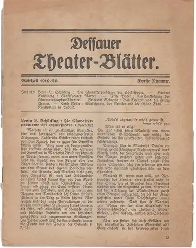 Dessau.   Friedrich  Theater.   Landestheater.   Anhaltisches Theater.   Theaterblätter.   Herausgeber und Spielleiter: Richard Richter.. 