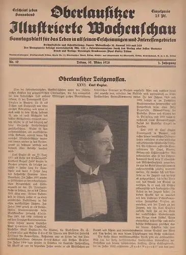 Lausitz.   Oberlausitzer Illustrierte Wochenschau: Oberlausitzer Illustrierte Wochenschau. Sonntagsblatt für das Leben in all seinen Erscheinungen und Interessengebieten. 2. Jahrgang, Nr. 10, 10. März.. 