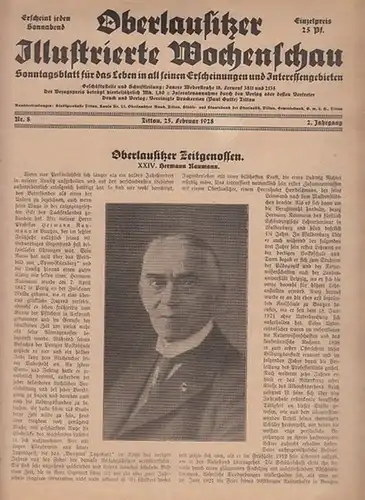 Lausitz.   Oberlausitzer Illustrierte Wochenschau: Oberlausitzer Illustrierte Wochenschau. Sonntagsblatt für das Leben in all seinen Erscheinungen und Interessengebieten. 2. Jahrgang, Nr. 8, 25. Februar.. 