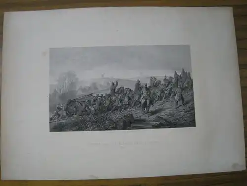 Salpius, Ulrich von: Transport eines Vierundzwanzigpfünders bei Dunth ( März ). Original-Lithographie. - Aus: Scenen aus dem Kriegsleben in Schleswig 1864 nach Zeichungen von U. v. Salpius. 