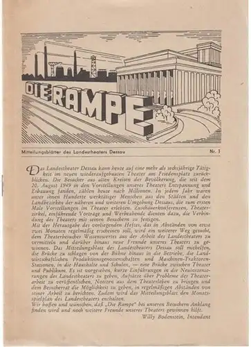Die Rampe. Heft 1 der Spielzeit 1955 / 1956. Mitteilungsblätter des Landestheaters Dessau.   Aus dem Inhalt: Einführungen in den Spielplan: König Lear (.. 