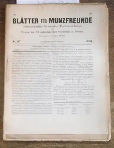 Blätter für Münzfreunde. - E. G. Gersdorf (Begründer). - Julius und Albert Erbstein (Hrsg.) // R. Schnecke / Halke / Dr. Burckhardt (Autoren): Blätter für...