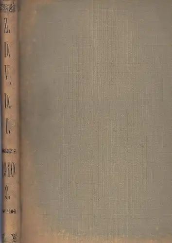 Zeitschrift Verein Deutscher Ingenieure (VDI) (Hrsg): Zeitschrift des Vereines Deutscher Ingenieure. Band 54, 1910. Enthalten sind die Nr. 9, vom 26. Februar 1910 - Nr. 17 vom 23. April 1910. (Rückentitel Z.D.V.D.I. 1910 - 2.). 