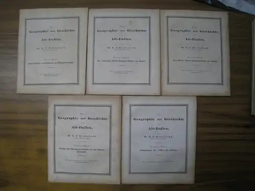 Grotefend, Georg Friedrich: Zur Geographie und Geschichte von Alt Italien komplett in 5 Heften! Erstes Heft: Älteste Kunde von Italien bis zur Römerherrschaft. Mit einer.. 