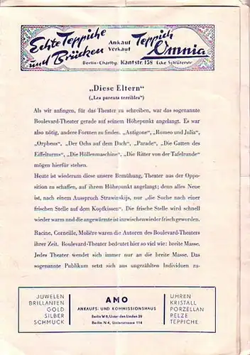 Programmzettel der Tribüne. 1947. Konvolut aus 2 Zetteln