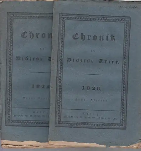 Trier. - Chronik der Diözese: Chronik der Diözese Trier. September und Oktober 1828. 2 Hefte. 