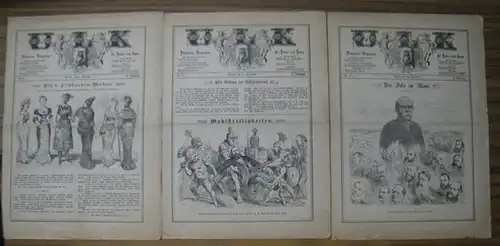 Ulk.-  Illustriertes Wochenblatt /  Siegmund Haber - Scherenberg (Illustr.): Ulk - Illustrirtes Wocjenblatt. Konvolut mit 3 Ausgaben: 10. Jg.: Nr. 18 vom 5. Mai 1881 / Nr. 19 vom 12. Mai 1881 UND Nr. 26 vom 30. Juni 1881. 