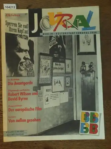 Journal Berlin.   Hrsg. i. A. des Senators  für Kulturelle Angelegenheit von Tomerius, Lorenz: Journal Berlin   Kulturstadt Europas. Oktober 1988.. 